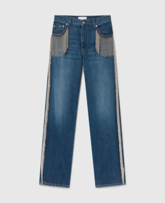Jeans mit Kettenquasten und geradem Bein