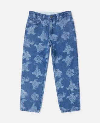 Jeans mit Monster-Print und geradem Bein