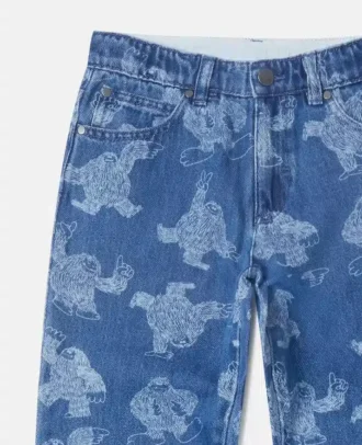 Jeans mit Monster-Print und geradem Bein
