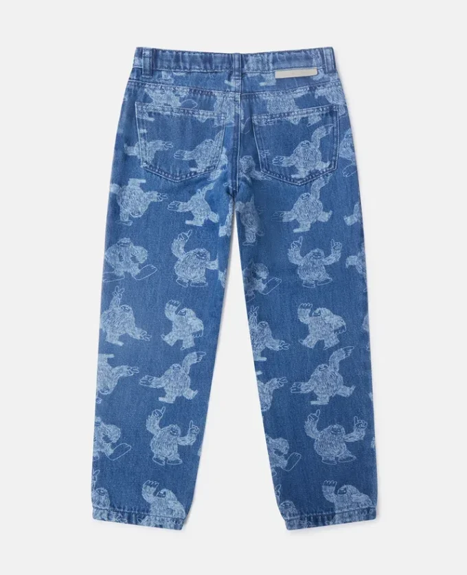 Jeans mit Monster-Print und geradem Bein