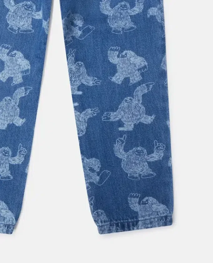 Jeans mit Monster-Print und geradem Bein