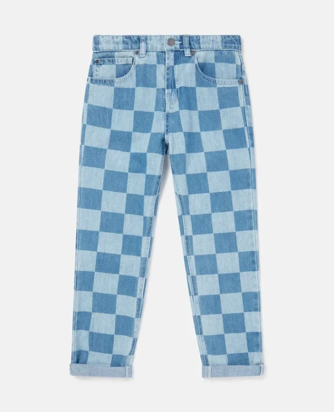 Jeans mit Schachbrettmuster