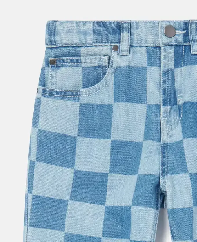 Jeans mit Schachbrettmuster