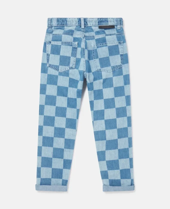 Jeans mit Schachbrettmuster