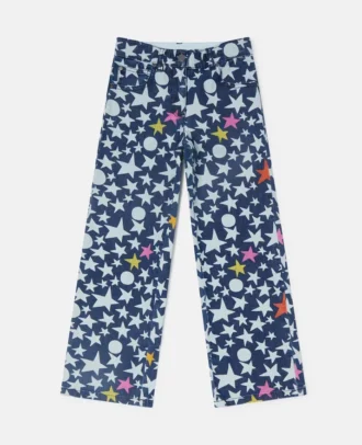 Jeans mit Sternenprint und geradem Bein