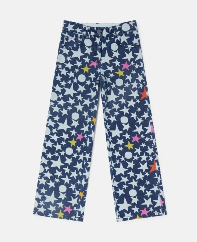 Jeans mit Sternenprint und geradem Bein