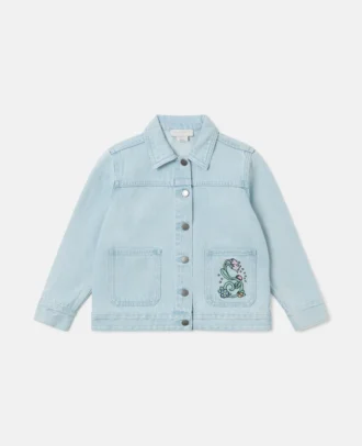 Jeansjacke mit Blumenstickerei