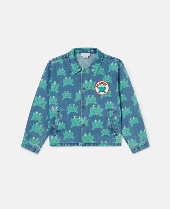 Jeansjacke mit Froschprint
