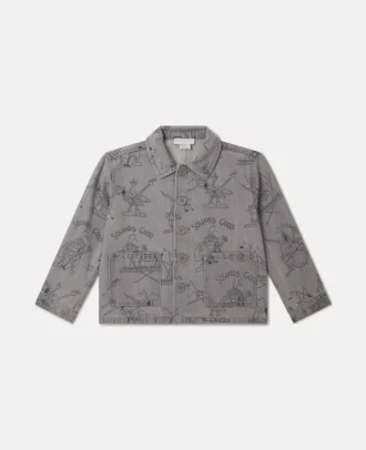 Jeansjacke mit Käferband-Print