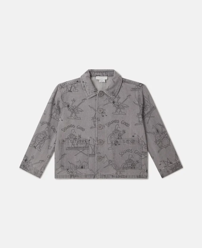 Jeansjacke mit Käferband-Print