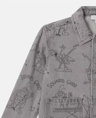 Jeansjacke mit Käferband-Print