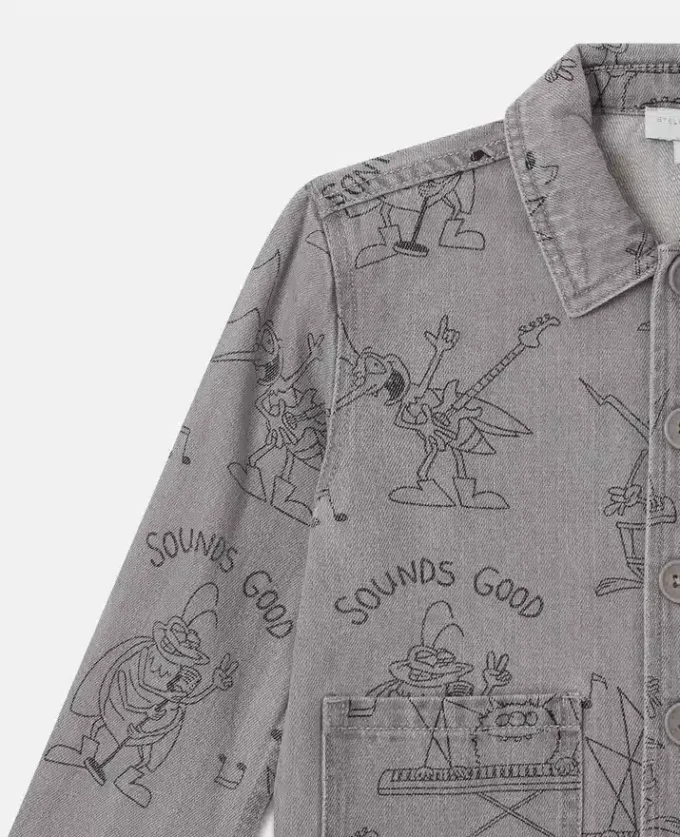 Jeansjacke mit Käferband-Print