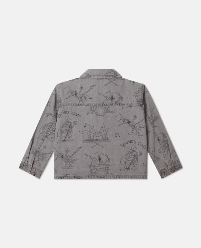 Jeansjacke mit Käferband-Print