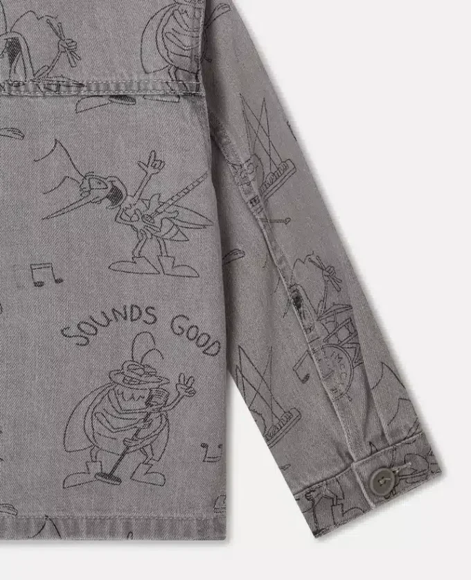 Jeansjacke mit Käferband-Print