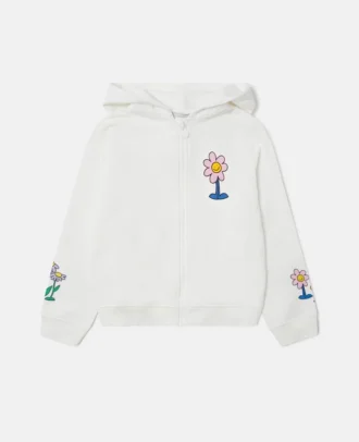 Kapuzenjacke mit Blumen-Grafik und Reißverschluss