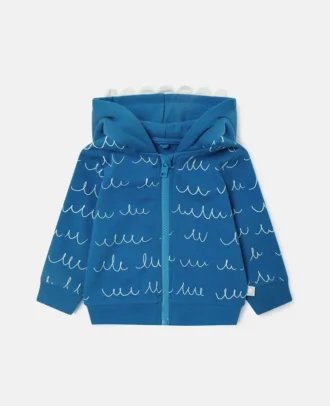 Kapuzenjacke mit Monster-Grafik und durchgehendem Reißverschluss