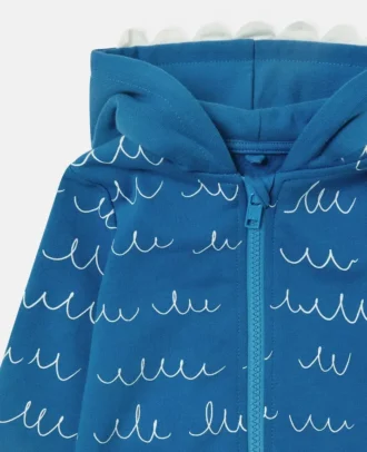 Kapuzenjacke mit Monster-Grafik und durchgehendem Reißverschluss