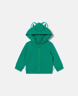 Kapuzenpullover mit Frosch-Grafik und Reißverschluss