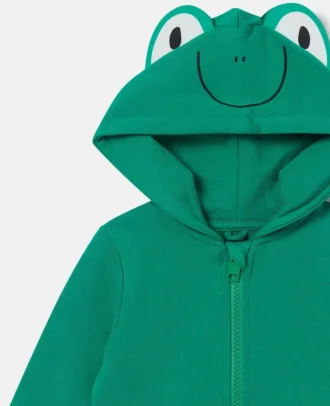 Kapuzenpullover mit Frosch-Grafik und Reißverschluss