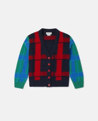 Karierte Strickjacke
