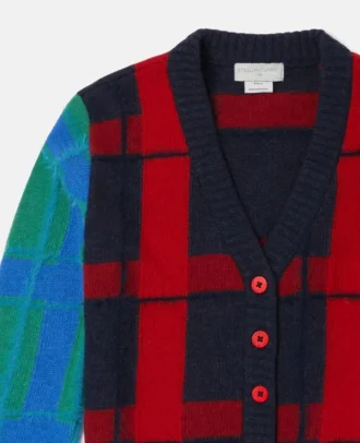 Karierte Strickjacke