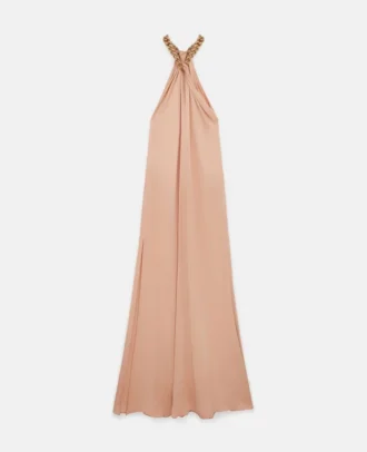Ketten-Halterneck-Satin-Maxikleid