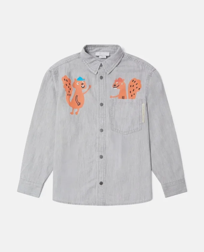 Klassisches Shirt mit Eichhörnchen-Motiv