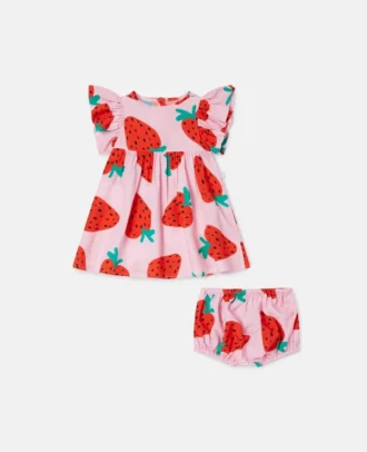 Kleid mit Erdbeerprint und Bloomers-Set