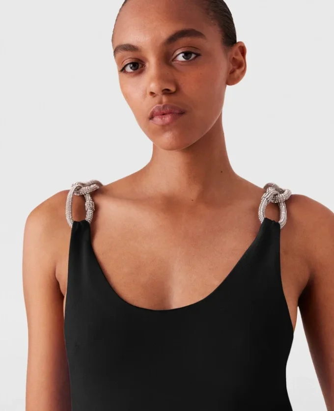 Kleid mit Kristallketten-Trägern