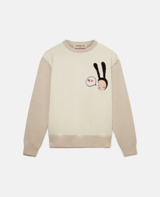 Kleiner schwarzer Hasen-Stickerei-Baumwollpullover