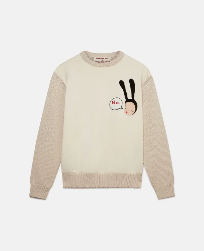 Kleiner schwarzer Hasen-Stickerei-Baumwollpullover