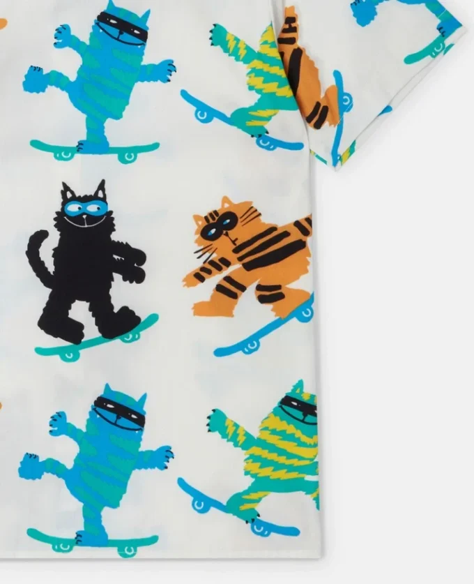 Kurzarmhemd mit Katzenprint