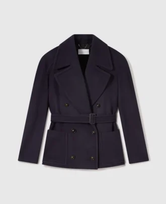Kurze Peacoat-Jacke mit Bindegürtel