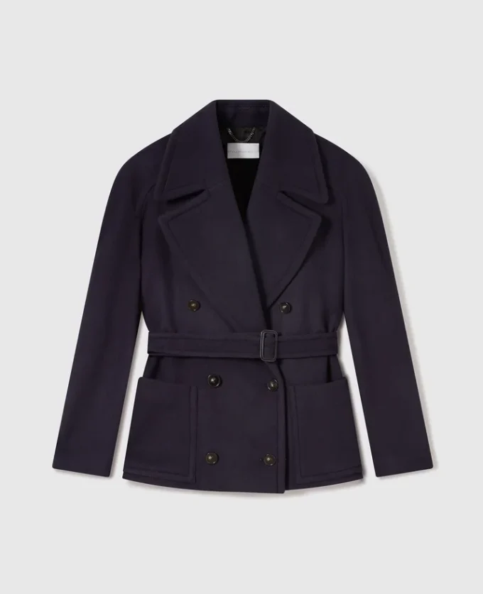 Kurze Peacoat-Jacke mit Bindegürtel