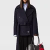 Kurze Peacoat-Jacke mit Bindegürtel