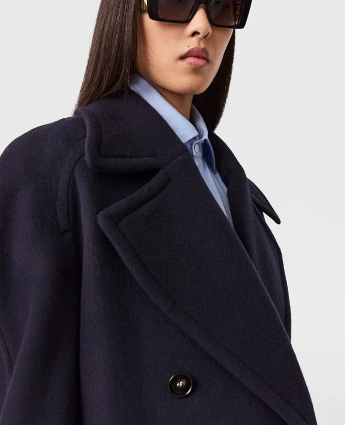 Kurze Peacoat-Jacke mit Bindegürtel