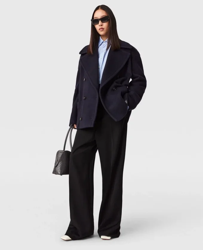 Kurze Peacoat-Jacke mit Bindegürtel