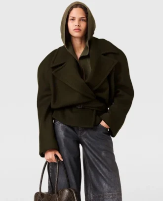 Kurze Trenchcoat-Jacke mit Gürtel