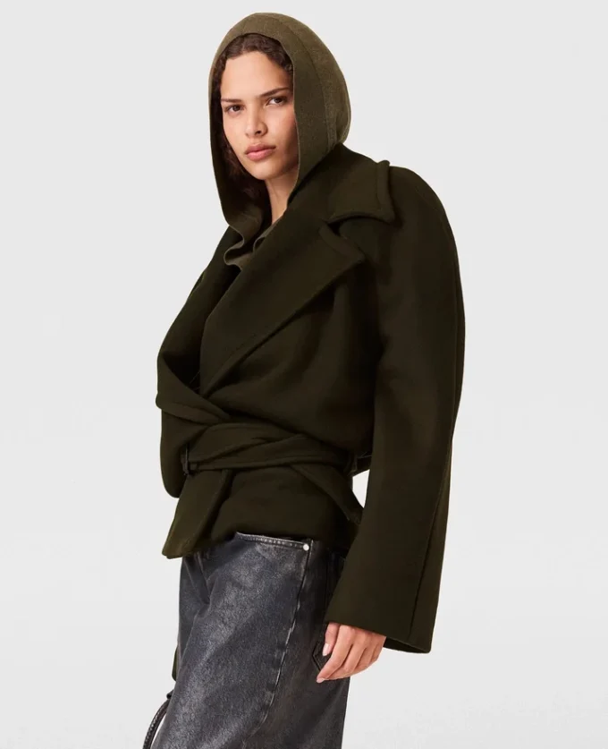 Kurze Trenchcoat-Jacke mit Gürtel