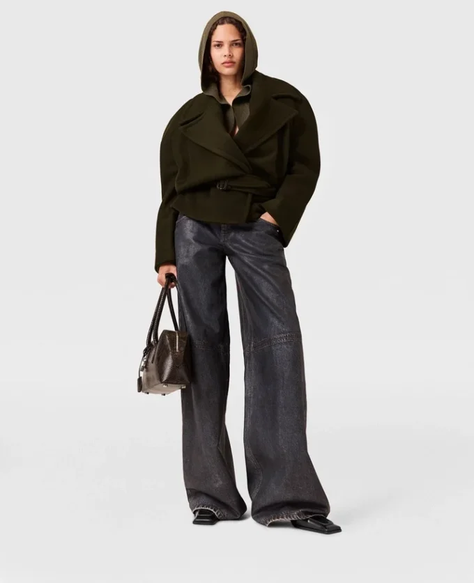 Kurze Trenchcoat-Jacke mit Gürtel