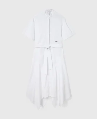 Kurzärmeliges Midi-Kleid mit Gürtel