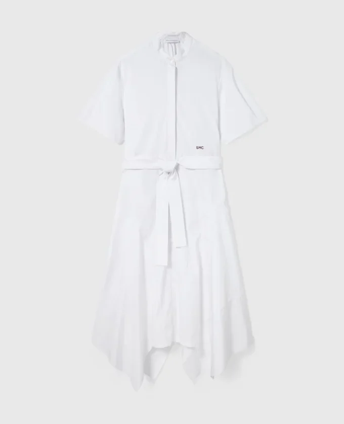 Kurzärmeliges Midi-Kleid mit Gürtel