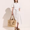 Kurzärmeliges Midi-Kleid mit Gürtel