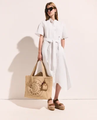 Kurzärmeliges Midi-Kleid mit Gürtel