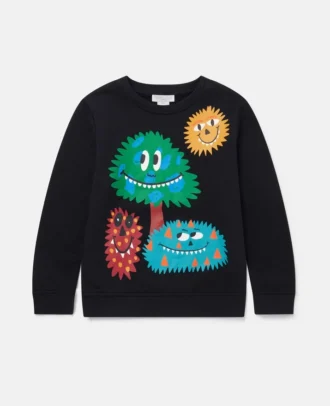 Langarm-T-Shirt mit Monstergesichtern