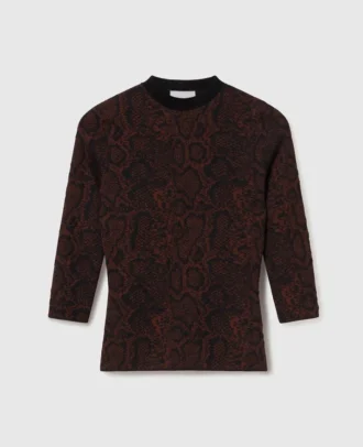 Langärmeliger Pullover mit Schlangenprint