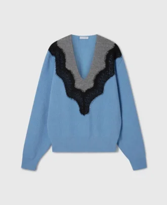 Langärmeliger Pullover mit Spitzeneinsatz