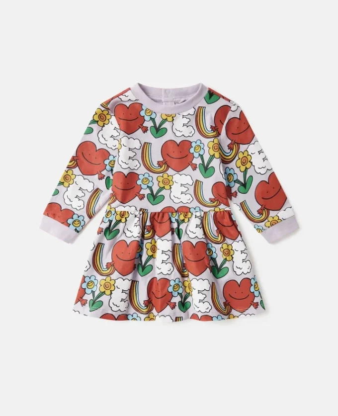 Langärmliges Kleid mit Earth Friends-Print