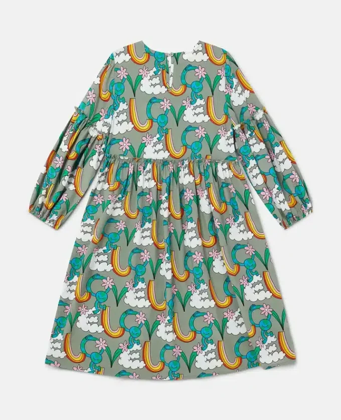 Langärmliges Kleid mit Earth Friends-Print
