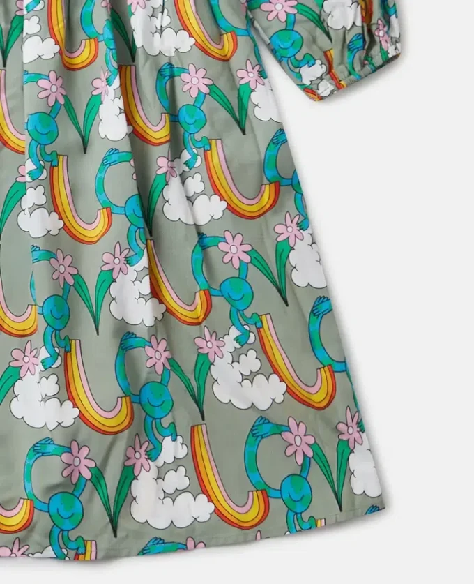 Langärmliges Kleid mit Earth Friends-Print